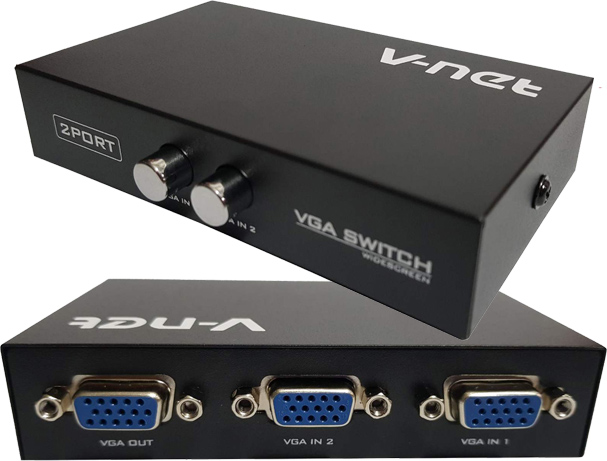 Vnet 2 Port VGA Selector Switch Box Device