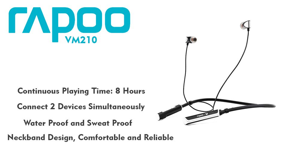  Rapoo VM210 Wireless Neckband Earphones 