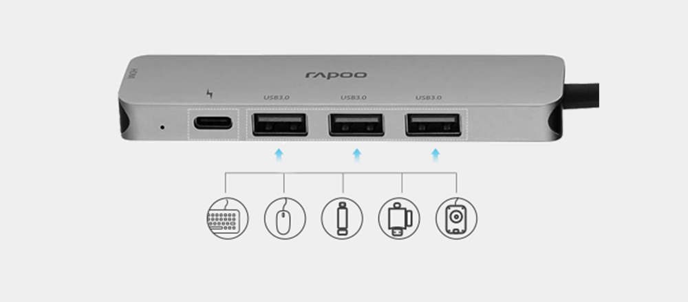 Rapoo XD100- 5 in 1 USB Type-C Hub