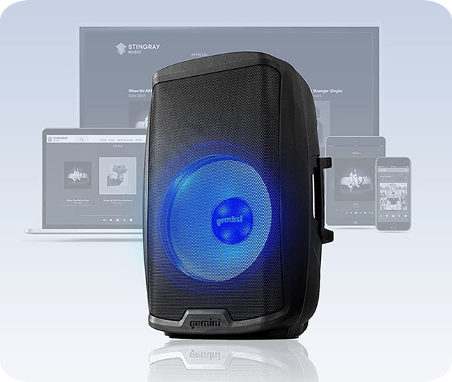 Gemini Sound AS-2115BT-LT-PK LED Party Light Show Bluetooth Speaker
