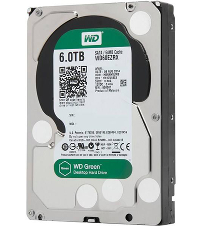 Western Digital Green WD60EZRX Internal Hard Drive - 6TB