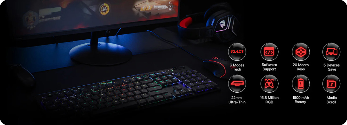 Redragon K618 Horus RGB Gaming Keyboard