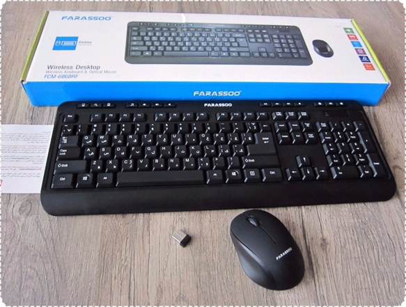 Farassoo FCM-6868RF Wireless Keyboard and Mouse With Persian Letters