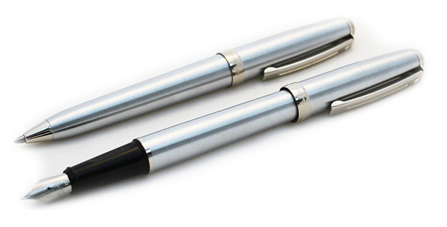 Sheaffer Prelude Ballpoint Pen and Fountain Pen Set with Steel & Steel clamp