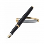 خودنویس شیفر مدل Sagaris نیمه کروم براق مشکی گیره زرد خودنویس شیفر مدل Sagaris نیمه کروم براق مشکی گیره زرد