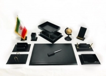 ست لوازم اداری رومیزی چرم و چوب منظم مجموعه 11 عددی ست لوازم اداری رومیزی چرم و چوب منظم مجموعه 11 عددی