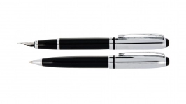 ست خودکار و خودنویس یوروپن مدل Fort طرح نیمه مشکی استیل ست خودکار و خودنویس یوروپن مدل Fort طرح نیمه مشکی استیل