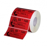 لیبل کاغذی تک ردیفه قرمز سایز 50x100 میلی متر