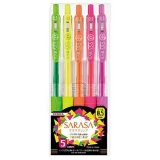 روان نویس زبرا مدل Sarasa Clip Neon بسته 5 عددی