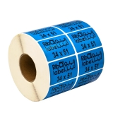لیبل کاغذی دو ردیفه آبی سایز 34x51 میلی متر