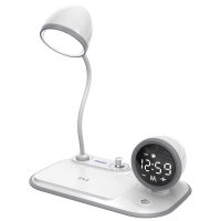 چراغ مطالعه و شارژر وایرلس 15 وات رومیزی ساعت دار