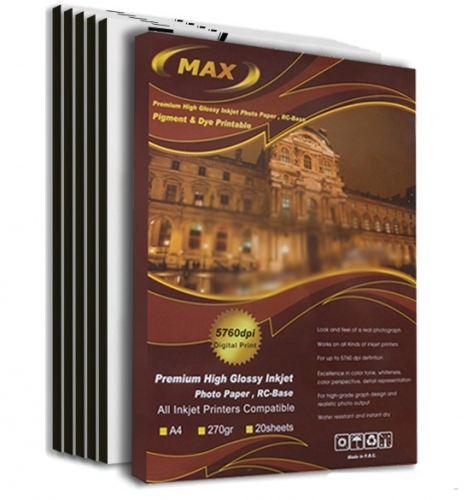 کاغذ فتوگلاسه مکس سایز A3 وزن 270 گرم 20 برگ کاغذ فتوگلاسه مکس سایز A3 وزن 270 گرم 20 برگ