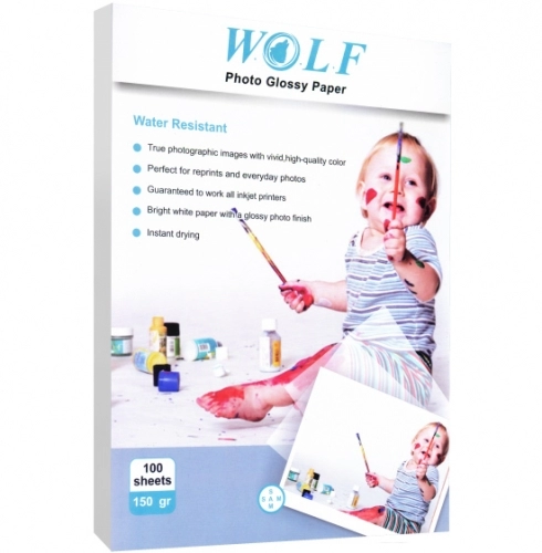 کاغذ فتوگلاسه ولف سایز A4 وزن 150 گرم 100 برگ کاغذ فتوگلاسه ولف سایز A4 وزن 150 گرم 100 برگ