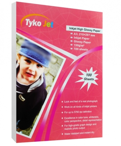 کاغذ فتوگلاسه تایکوجت سایز A3 وزن 150 گرم 100 برگ کاغذ فتوگلاسه تایکوجت سایز A3 وزن 150 گرم 100 برگ