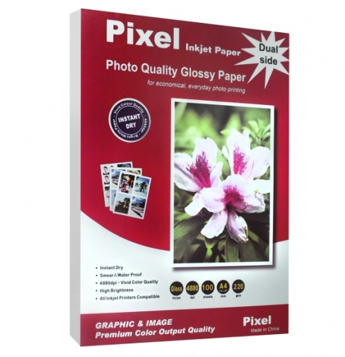 کاغذ فتوگلاسه پیکسل سایز A4 وزن 220 گرم 100 برگ دوطرفه کاغذ فتوگلاسه پیکسل سایز A4 وزن 220 گرم 100 برگ دوطرفه