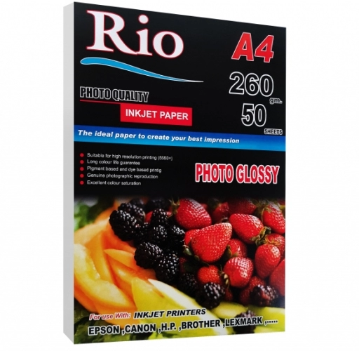 کاغذ فتو گلاسه ریو سایز A4 وزن 260 گرم 50 برگ