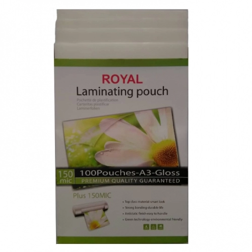 طلق پرس رویال 150 میکرون سایز A3 بسته 100 عددی طلق پرس رویال 150 میکرون سایز A3 بسته 100 عددی