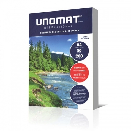 کاغذ گلاسه یونومات سایز A4 وزن 200 گرم بسته 50 برگ کاغذ گلاسه یونومات سایز A4 وزن 200 گرم بسته 50 برگ