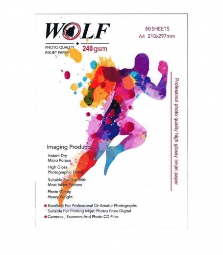 کاغذ فتوگلاسه ولف سایز A4 وزن 240 گرم 50 برگ کاغذ فتوگلاسه ولف سایز A4 وزن 240 گرم 50 برگ