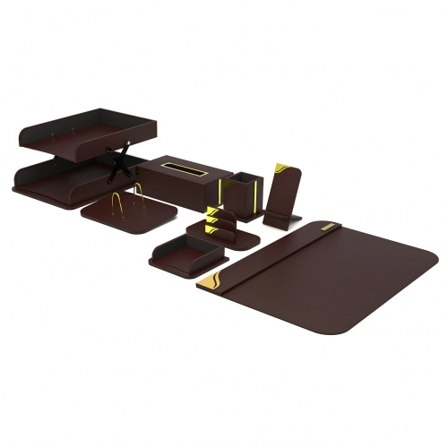 ست رومیزی اداری 8 تیکه آونگ دکو مدل M7 رنگ قهوه ای ست رومیزی اداری 8 تیکه آونگ دکو مدل M7 رنگ قهوه ای